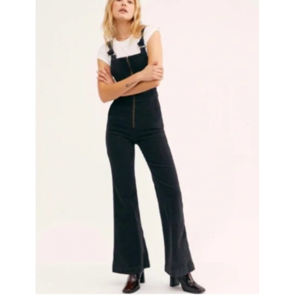 rollas eastcoast flare overall black denim